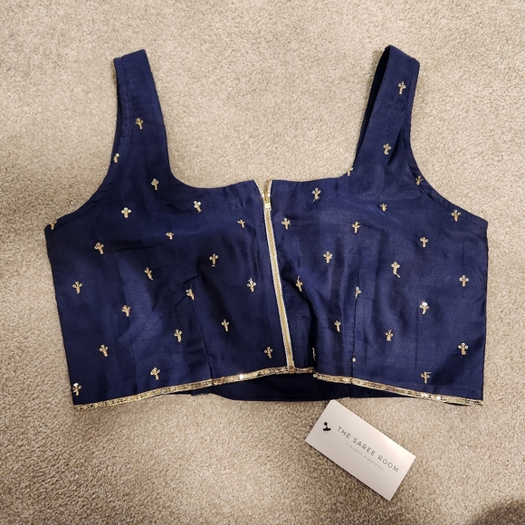 THE SAREE ROOM Clover saree lehnga blouse in Navy - Picture 2 of 2